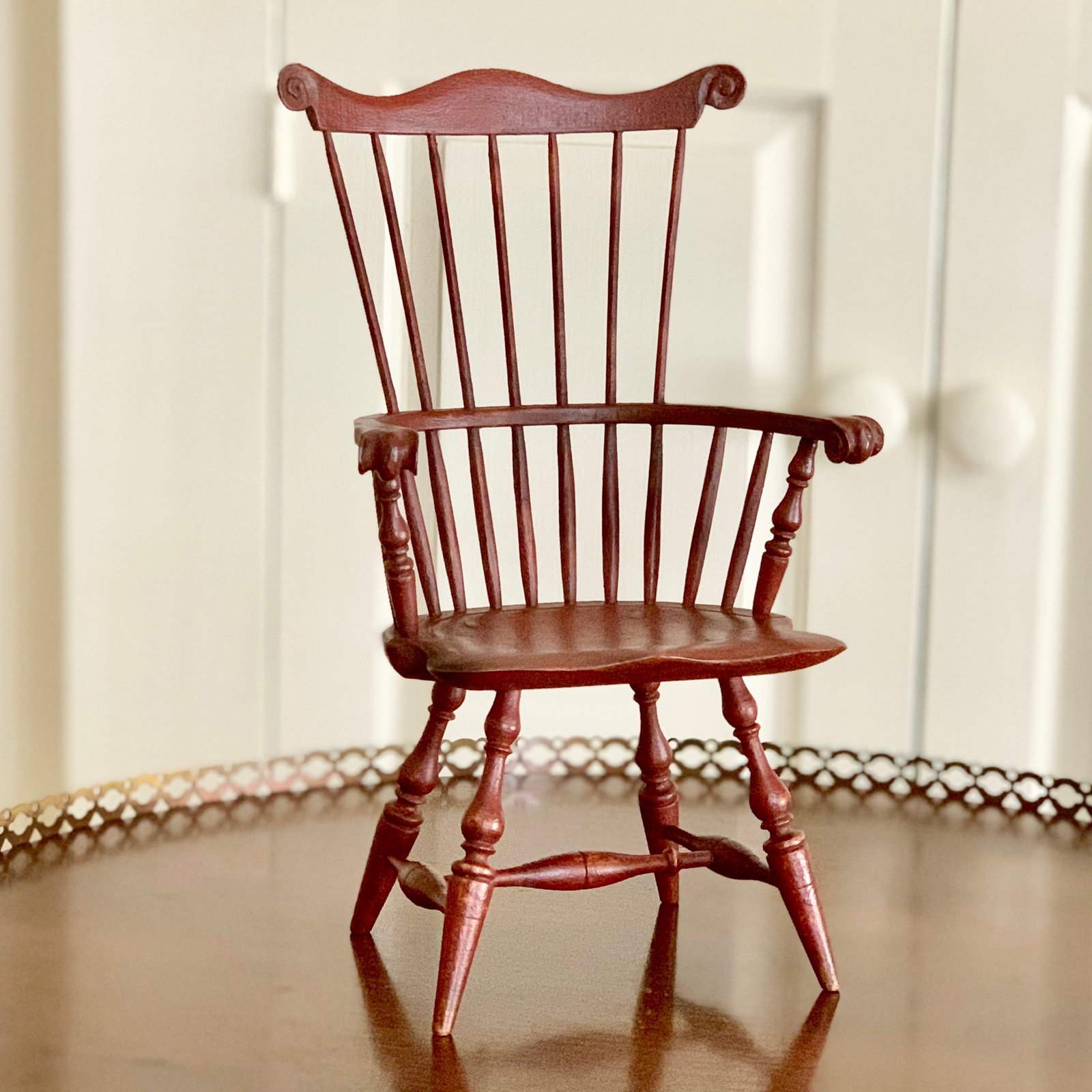 Miniature Comb-back Windsor Chair - Aged Brick Red Paint | Richard